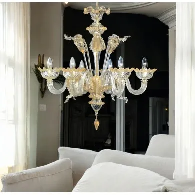 SAN GIORGIO | Lustre de cristal dourado personalizável | Murano-Store