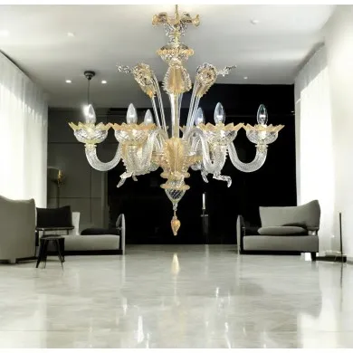 SAN GIORGIO | Lustre de cristal dourado personalizável | Murano-Store