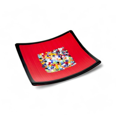 GEOX | Red Plate with Murrine | Murano-Store