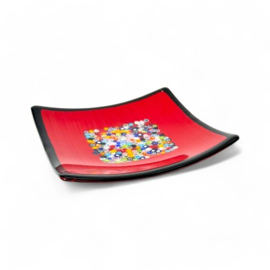 GEOX | Red Plate with Murrine | Murano-Store