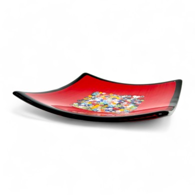 GEOX | Red Plate with Murrine | Murano-Store