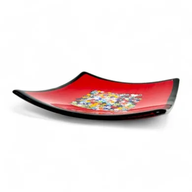 GEOX | Roter Teller mit Murrine | Murano-Store
