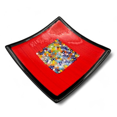 GEOX | Piatto Rosso con Murrine | Murano-Store