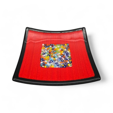 GEOX | Red Plate with Murrine | Murano-Store