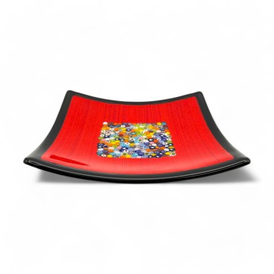 GEOX | Assiette rouge avec Murrine | Murano-Store