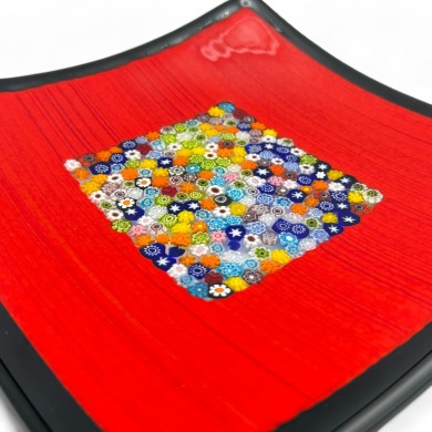 GEOX | Red Plate with Murrine | Murano-Store