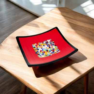 GEOX | Assiette rouge avec Murrine | Murano-Store