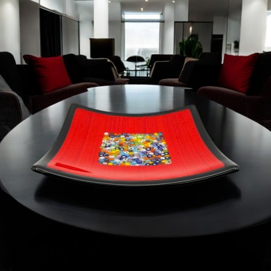 GEOX | Red Plate with Murrine | Murano-Store