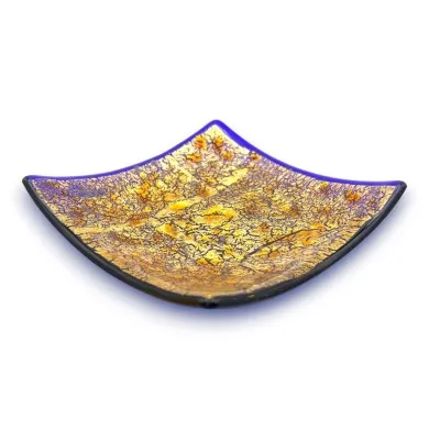 TREMITI | Centre de table bleu avec feuille d'or | Occasions | Murano-Store