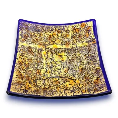 TREMITI | Centre de table bleu avec feuille d'or | Occasions | Murano-Store