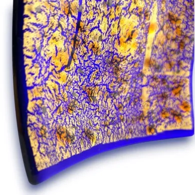 TREMITI | Centre de table bleu avec feuille d'or | Occasions | Murano-Store