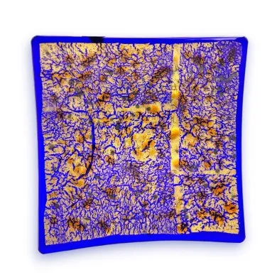 TREMITI | Centre de table bleu avec feuille d'or | Occasions | Murano-Store