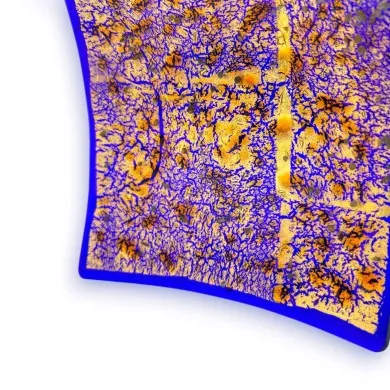 TREMITI | Centre de table bleu avec feuille d'or | Occasions | Murano-Store