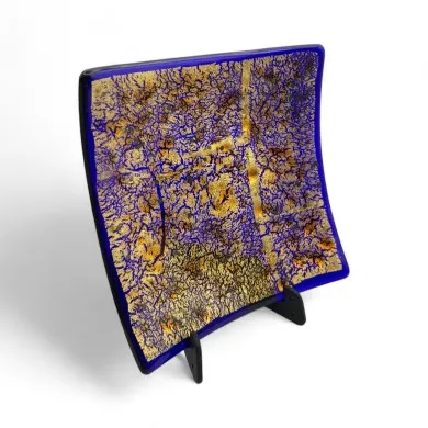 TREMITI | Centre de table bleu avec feuille d'or | Occasions | Murano-Store