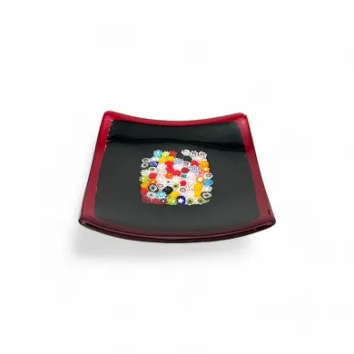 GEOX | Schwarze Untertasse mit Murrine | Murano-Store