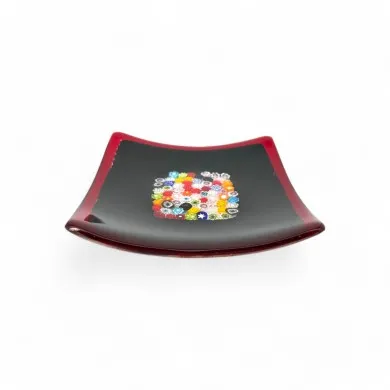 GEOX | Schwarze Untertasse mit Murrine | Murano-Store
