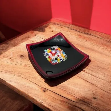 GEOX | Schwarze Untertasse mit Murrine | Murano-Store