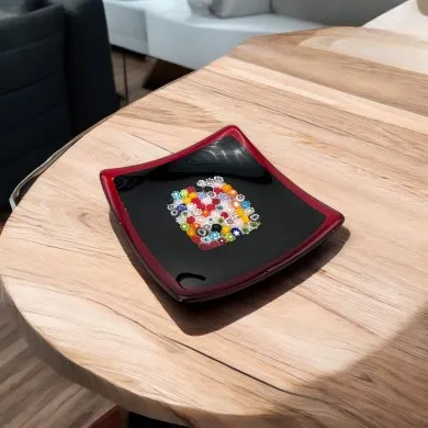 GEOX | Schwarze Untertasse mit Murrine | Murano-Store