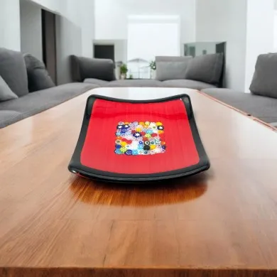 GEOX | Plateau rouge avec Murrine | Murano-Store