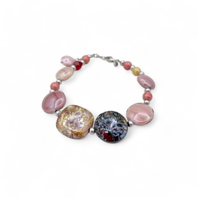 GAUDI' | Pulsera con perlas rosas | Murano-Store