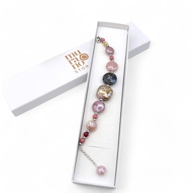 GAUDI' | Pulsera con perlas rosas | Murano-Store