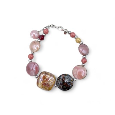 GAUDI' | Pulsera con perlas rosas | Murano-Store