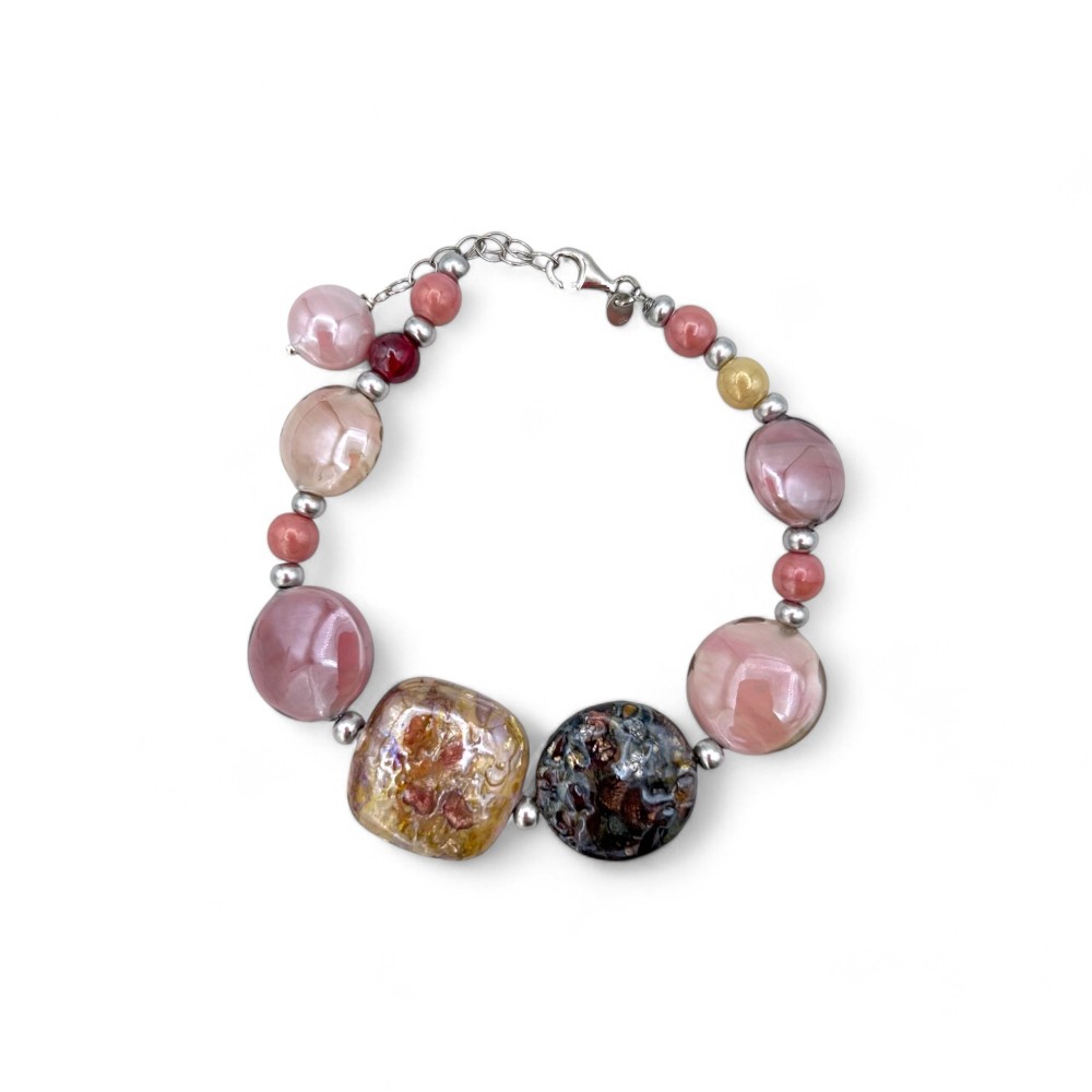 GAUDI' | Bracciale con perle rosa | Murano-Store