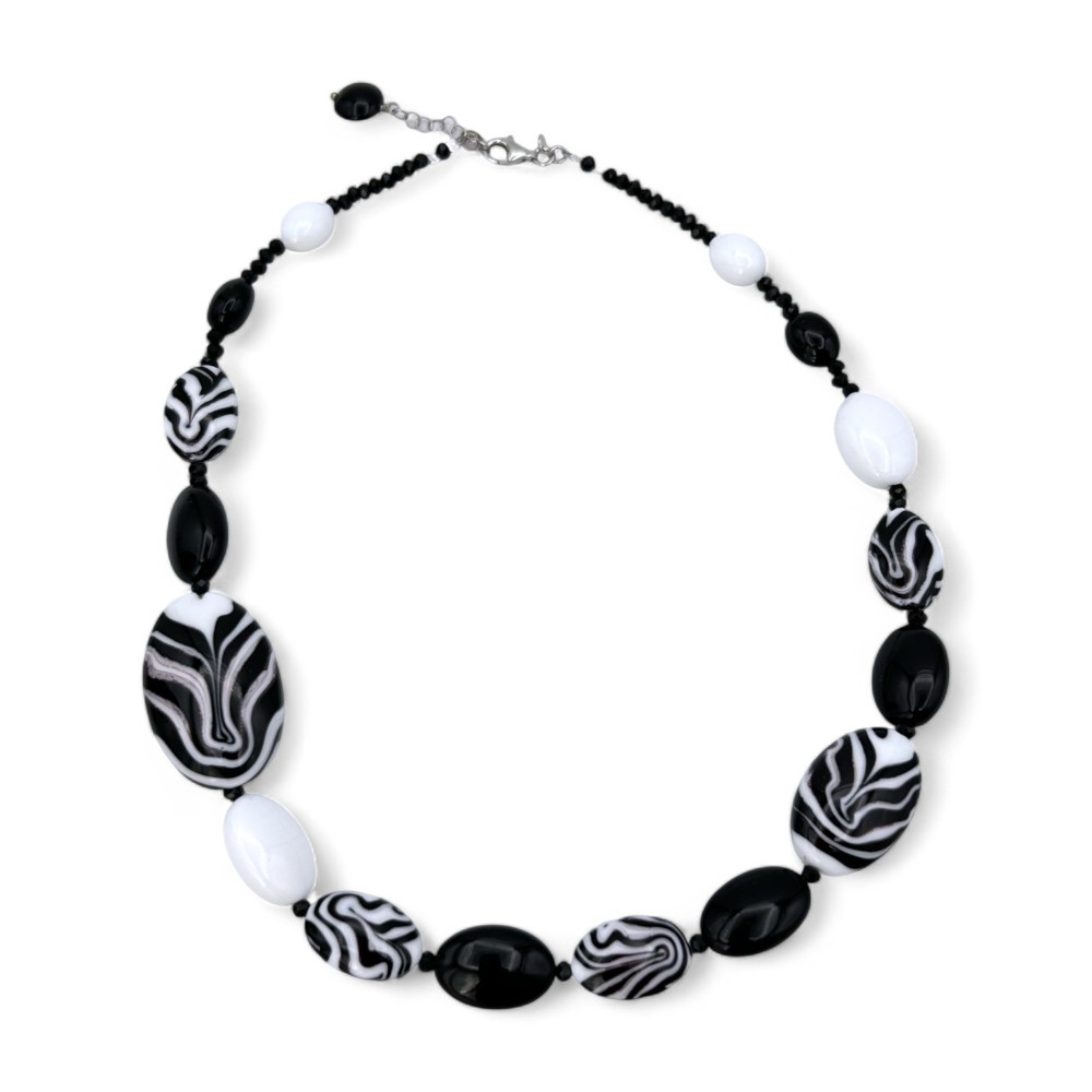 GAUGUIN | Collar moderno blanco y negro | Murano-Store