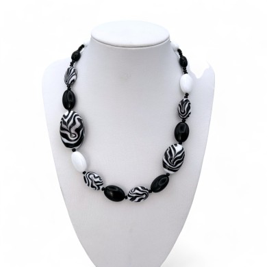 GAUGUIN | Collar moderno blanco y negro | Murano-Store