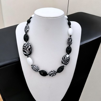 GAUGUIN | Collar moderno blanco y negro | Murano-Store