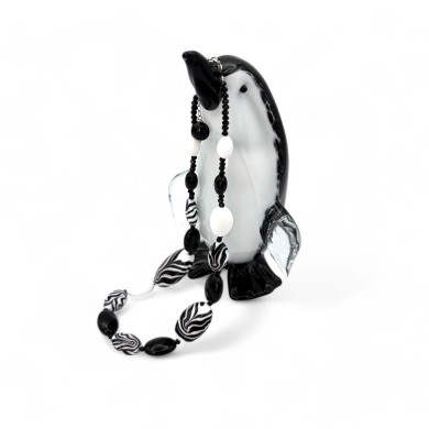 GAUGUIN | Collier moderne noir et blanc | Murano-Store