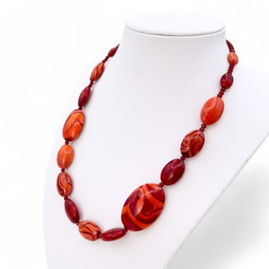 GAUGUIN | Colar moderno coral vermelho | Murano-Store