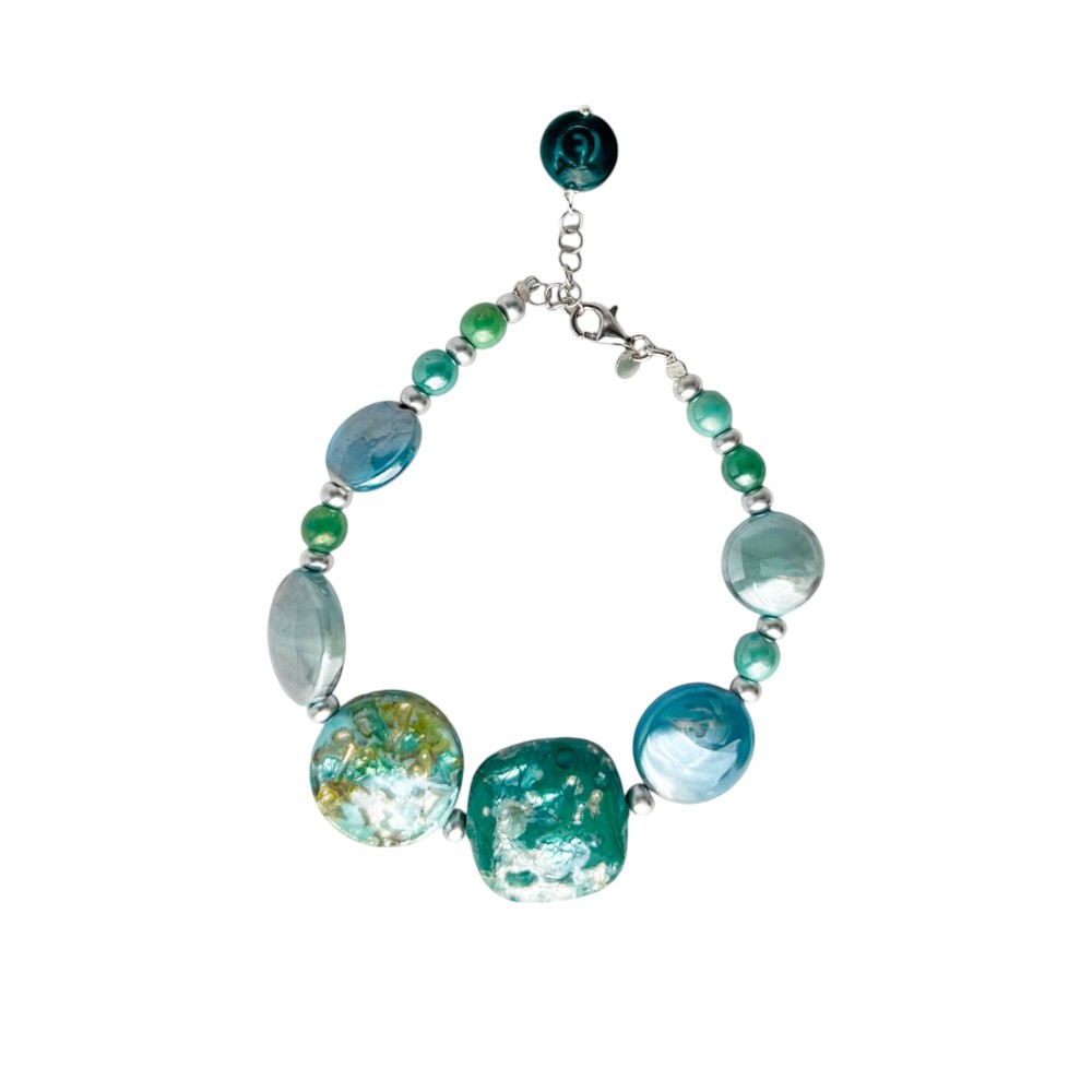 GAUDI' | Pulsera con cuentas de aguamarina | Murano-Store