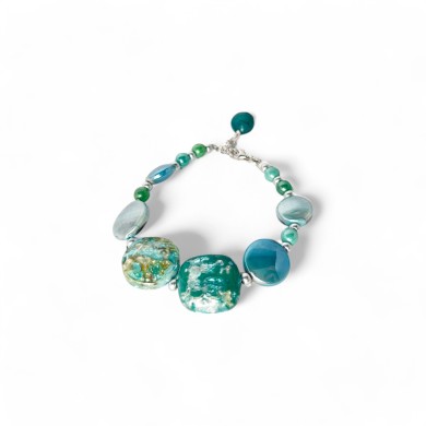 GAUDI' | Pulsera con cuentas de aguamarina | Murano-Store