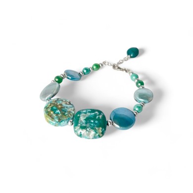 GAUDI' | Pulsera con cuentas de aguamarina | Murano-Store