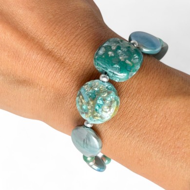 GAUDI' | Pulsera con cuentas de aguamarina | Murano-Store