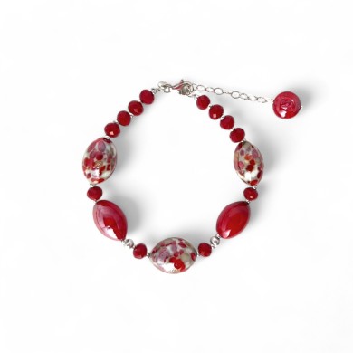 MONET | Armband mit roten Bordeaux-Perlen | Murano-Store