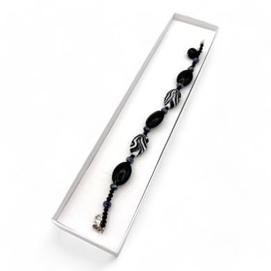 GAUGUIN | Bracelet avec perles noires et blanches | Murano-Store