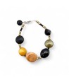 JENNA | Black Green Amber Bead Bracelet | Murano-Store