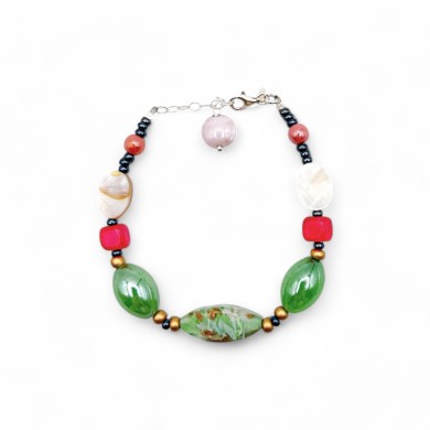 RIVERA | Pulsera de perlas verdes con aventurina | Murano-Store