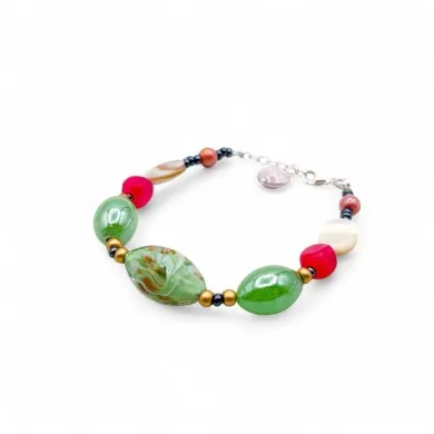RIVERA | Bracciale perle verdi con Avventurina | Murano-Store