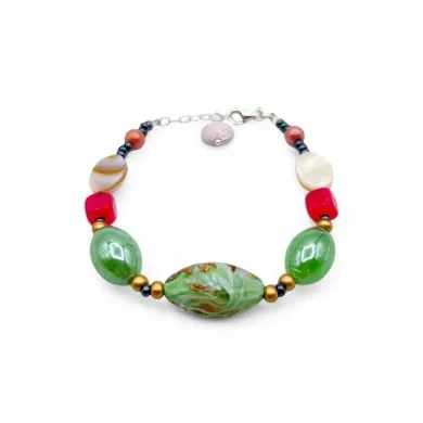RIVERA | Bracciale perle verdi con Avventurina | Murano-Store