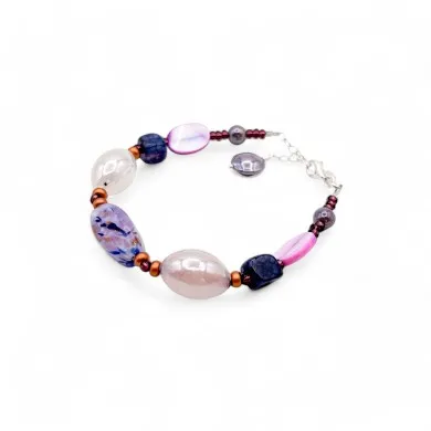 RIVERA | Lila und blaues Perlenarmband mit Aventurin | Murano-Store