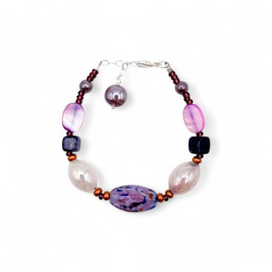 RIVERA | Pulsera de perlas moradas y azules con aventurina | Murano-Store