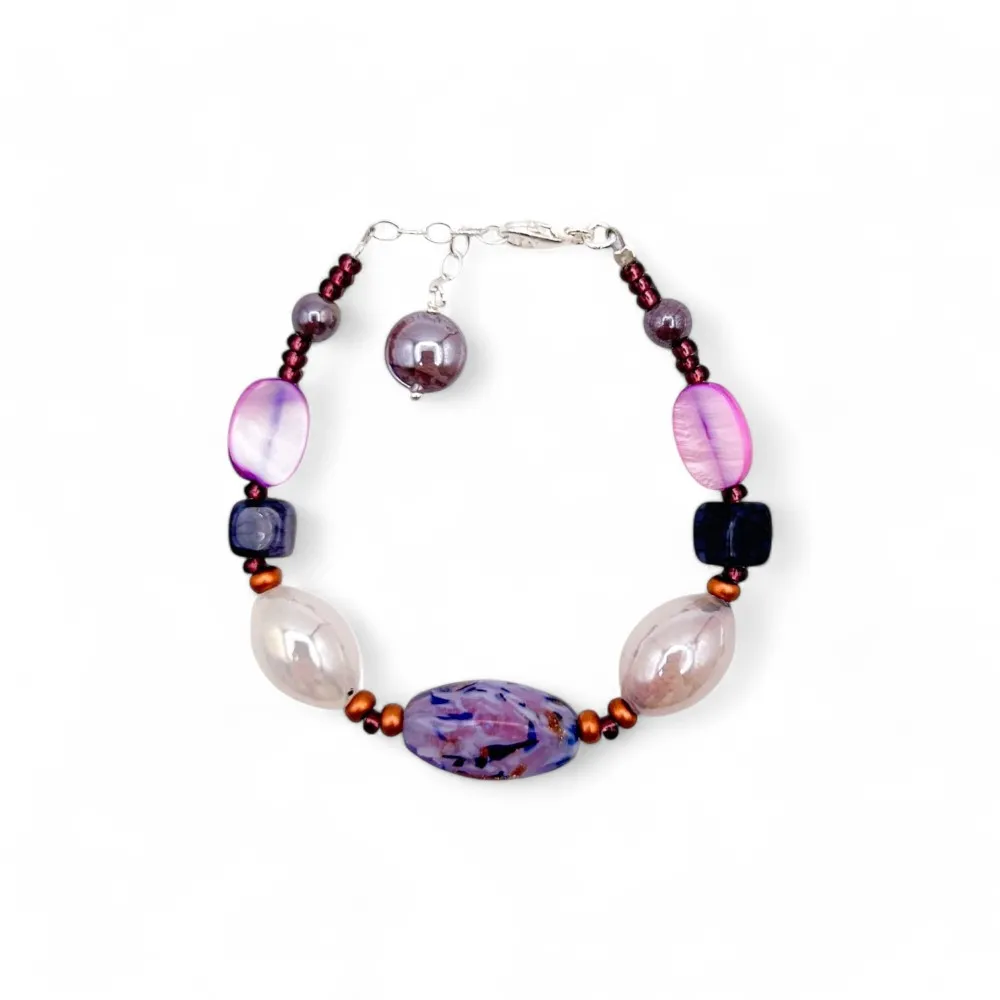 RIVERA | Lila und blaues Perlenarmband mit Aventurin | Murano-Store