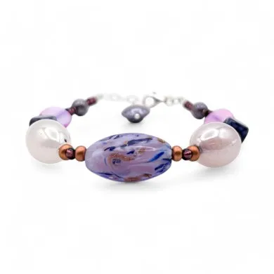 RIVERA | Lila und blaues Perlenarmband mit Aventurin | Murano-Store