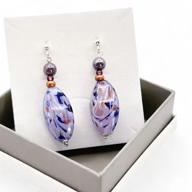 RIVERA | Lila und Blaue Ohrringe mit Adventurin | Murano-Store