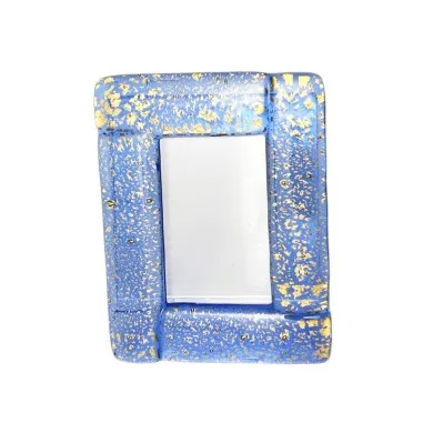 REMEMBRANCES | BLUE photo frame | decorated with gold leaf | Murano-Store