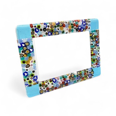 ARMONIA | Light Blue Photo Frame with Murrine | Murano-Store