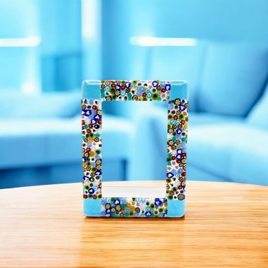 ARMONIA | Light Blue Photo Frame with Murrine | Murano-Store